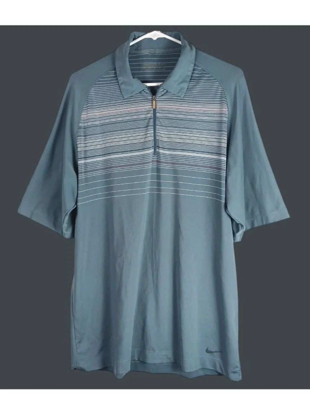 Nike Golf Striped Quarter Zip Performance Polo Shirt Mens M Blue Tennis Sporty